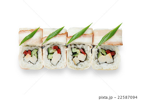Set of sushi rolls isolated at white 22587094