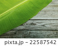 Banana leaves on wooden background  22587542