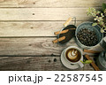 Cup of coffee with coffee bean and cinnamon 22587545