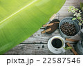 coffee cup  on wooden table with coffee powder 22587546