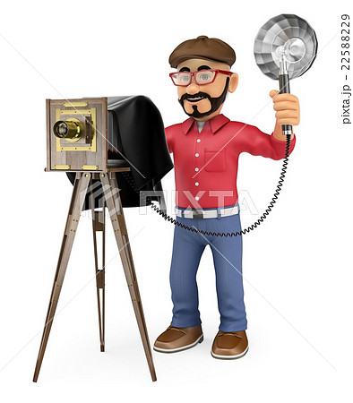 3D Photographer taking a photo with vintage camera 22588229