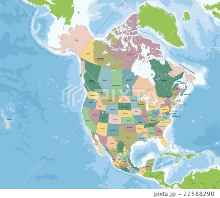North America map with USA, Canada and Mexico 22588290