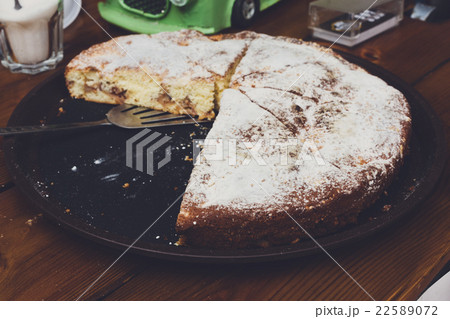 Apple pie cut in portion pieces at street food 22589072