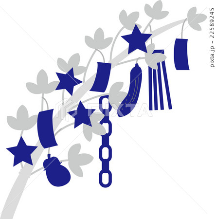 七夕まつり笹飾り短冊　藍 22589245