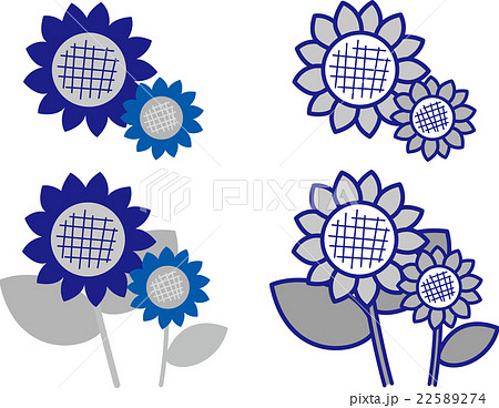 ひまわり夏の花 藍のイラスト素材
