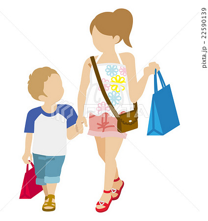 買い物する二人の子供 夏服のイラスト素材 22590139 Pixta
