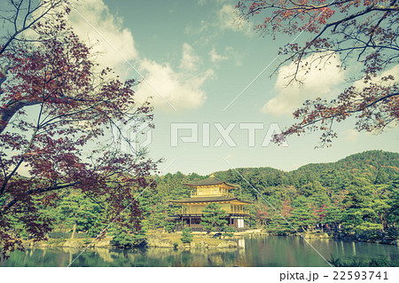 Kinkakuji Temple " The Golden Pavilion" in Kyoto, Japan ( Filtered image processed vintage effect. ) 22593741