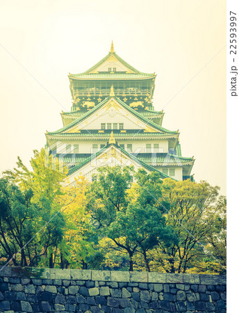 Osaka castle in Osaka Japan ( Filtered image processed vintage effect. ) 22593997