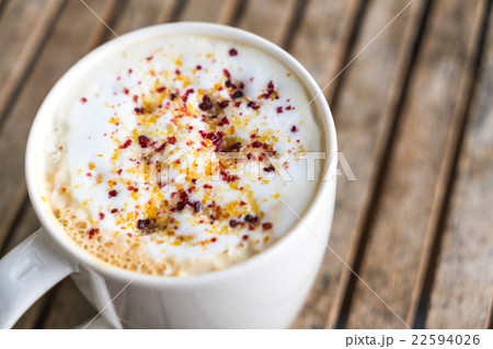 Latte Coffee art on the wooden table Latte Coffee art on the wooden table 22594026