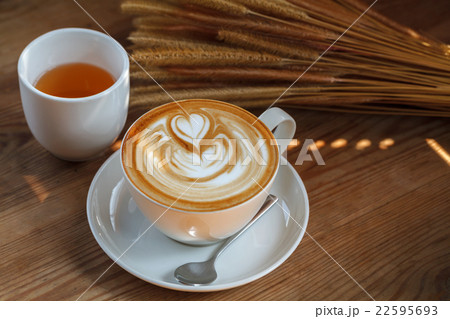 Cup of latte coffee with tea 22595693