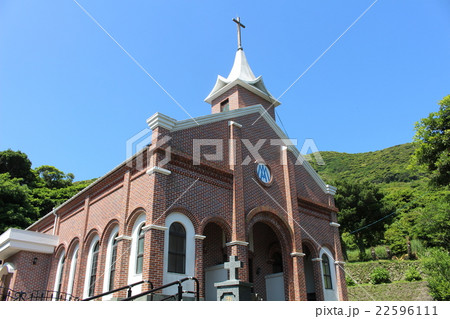 青空の井持浦教会　ルルド　五島列島　福江島 22596111