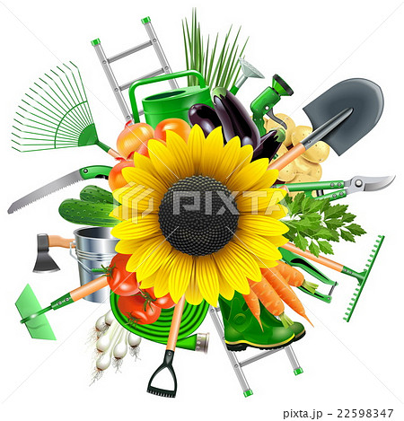 Vector Garden Accessories with Sunflower 22598347