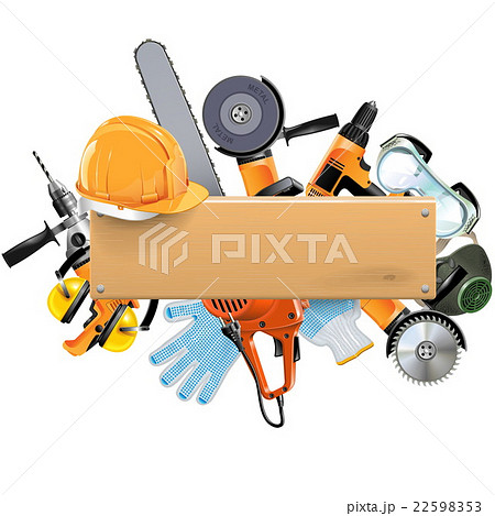 Vector Wooden Board with Tools 22598353