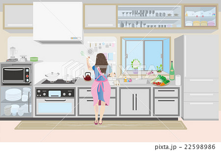 キッチン 女性 イラスト Kitchin