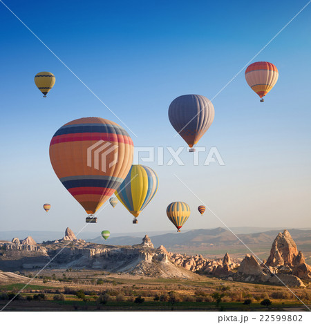 Hot flying balloon in Cappadocia Hot flying balloon in Cappadocia 22599802