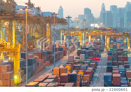 Containers at Bangkok commercial port Containers at Bangkok commercial port 22600601