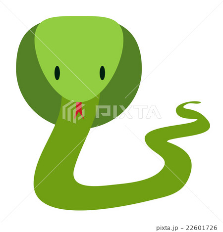 Green Friendly Cobra Snake In Flat Style Vectorのイラスト素材