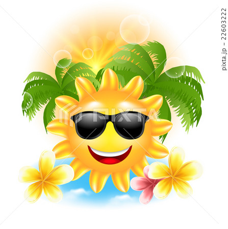 Summer Funny Background with Happy Smiling Sun 22603222