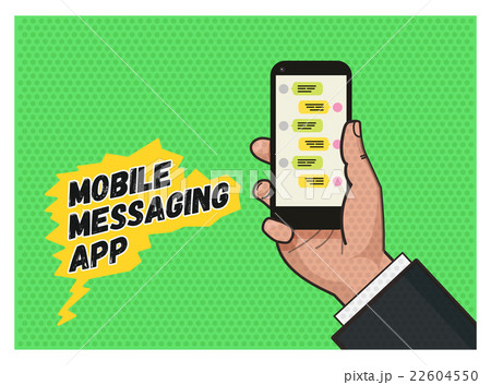 writing a message on mobile app. Pop art writing a message on mobile app. Pop art 22604550