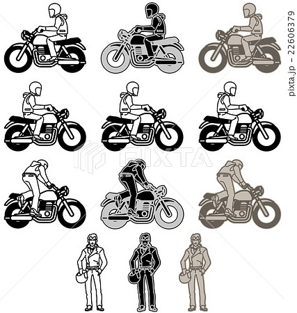 モーターサイクル-オールドルックタイプ（フラットデザイン）モノクロームバリエーションセット 22606379