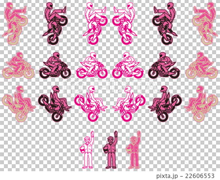 モーターサイクル-ストリートファイタータイプ(フラットデザイン)ピンク色バリエーションセット モーターサイクル-ストリートファイタータイプ(フラットデザイン)ピンク色バリエーションセット 22606553