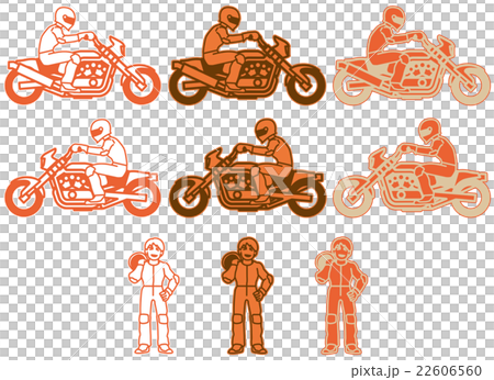Motorcycle - Drag Type (Flat Design) Orange Variation Set 22606560