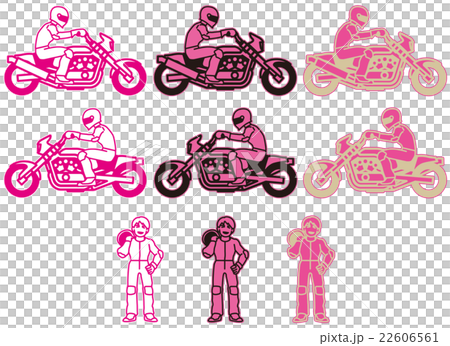 Motorcycle - Drag Type (Flat Design) Pink Variation Set 22606561
