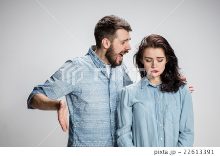 The young couple with different emotions during The young couple with different emotions during 22613391