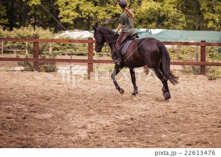 girl sportsman rides on horse girl sportsman rides on horse 22613476