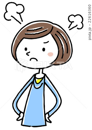 イラスト素材：若い女性　怒る 22616360