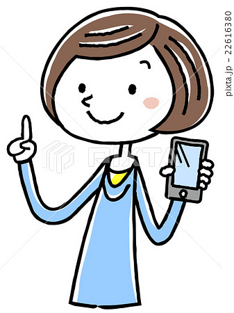 イラスト素材：若い女性　スマートフォン　紹介 22616380