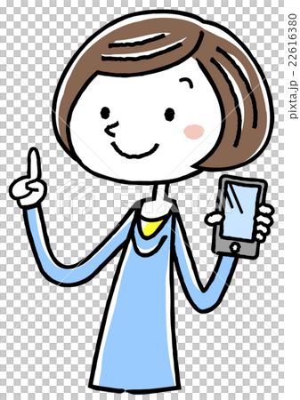 イラスト素材：若い女性　スマートフォン　紹介 22616380