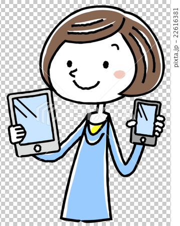 Illustration material: Young lady tablet Smartphone introduction 22616381