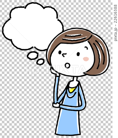 イラスト素材 若い女性 考える 空白のイラスト素材 イラスト素材 若い女性 考える 空白のイラスト素材