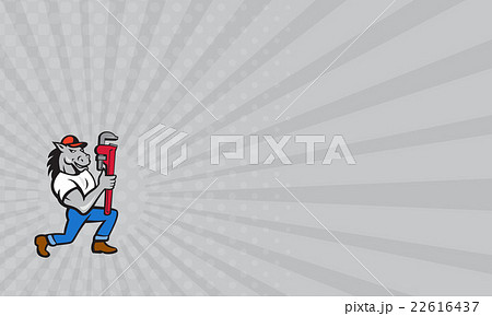 Business card Horse Plumber Kneeling MonkeyWrench  22616437