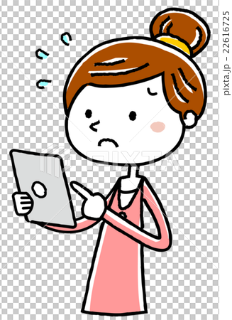 Illustration Material: Young lady tablet difficult to operate Illustration Material: Young lady tablet difficult to operate 22616725