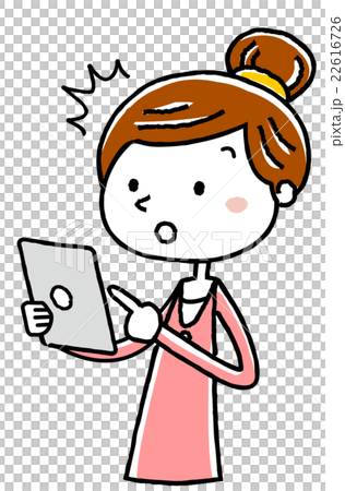 Illustration Material: Young lady Tablet Noticing Operation 22616726