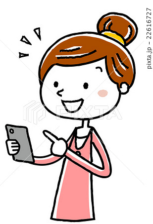 イラスト素材：若い女性　スマートフォン　操作　理解　 22616727
