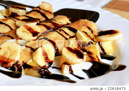 Pancakes stuffed with semolina, bananas and 22618473