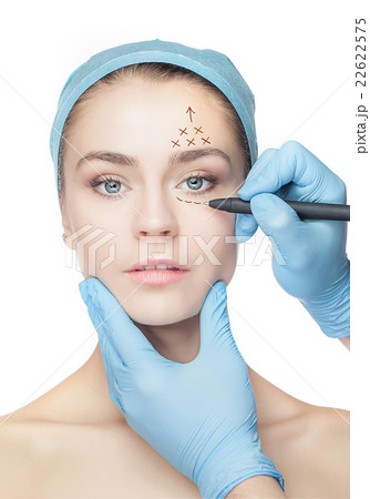 Beautiful young woman with perforation lines on Beautiful young woman with perforation lines on 22622575
