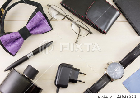 Male fashion and business accessories top view Male fashion and business accessories top view 22623551