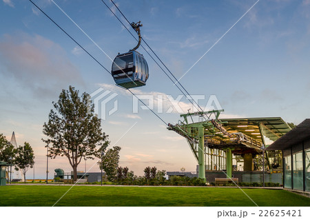 Cable way in Funchal view at sunset beautiful warm 22625421