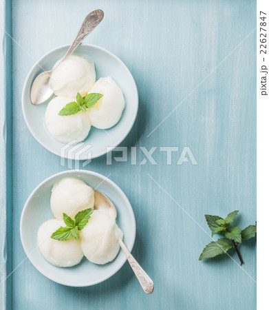 lemon sorbet ice cream with mint 22627847