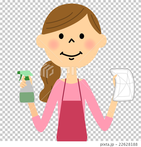 A woman in an apron to clean - Stock Illustration [22628188] - PIXTA