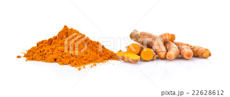 turmeric powder  turmeric root on white background turmeric powder  turmeric root on white background 22628612