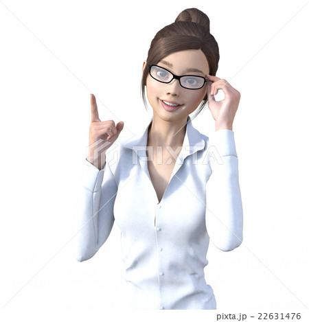 メガネの女性　オフィス　perming3DCG　イラスト素材 22631476