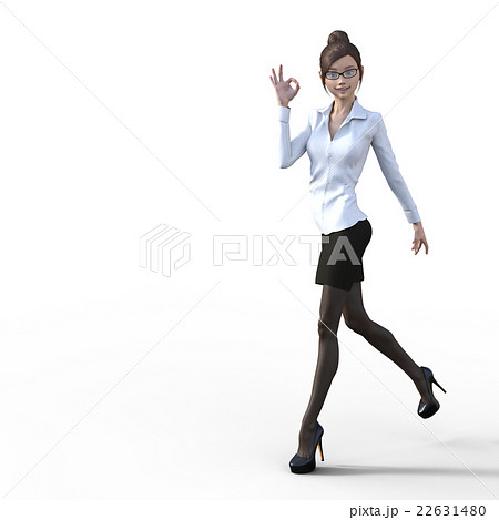 メガネの女性　オフィス　perming3DCG　イラスト素材 22631480