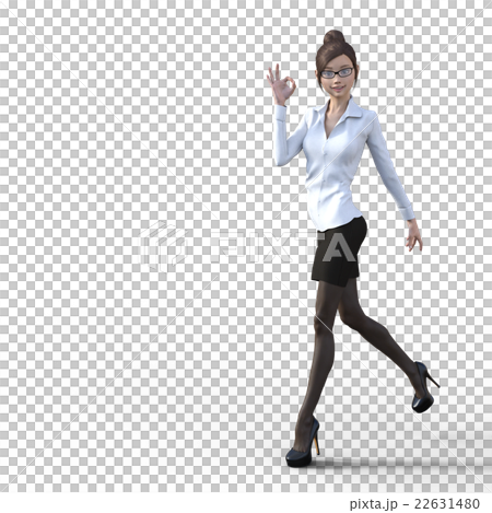 メガネの女性　オフィス　perming3DCG　イラスト素材 22631480