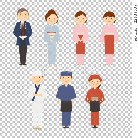 旅館スタッフ　セット　男女　働く人々　イラスト　 22633035