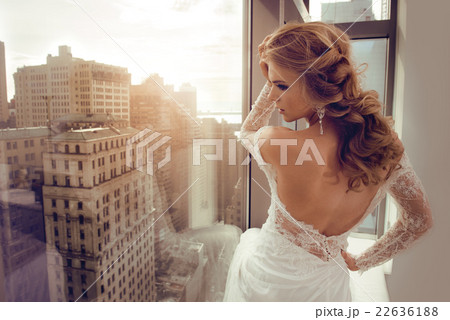 Beautiful Young bride in wedding dress  22636188